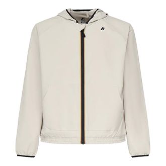 K-Way K-Way, Light Jackets, male, Beige, Size: XL Beige Zip Jackets with Kangaroo Pocket