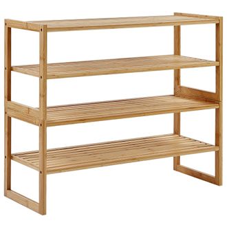 Beliani Beliani - Estanter&iacute;a De Ba&ntilde;o De Bamb&uacute; Cm 4 Niveles Apilable De Madera Clara Uvalda