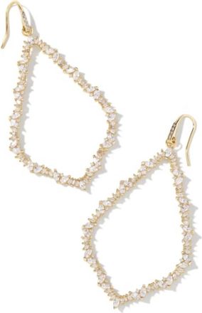 Kendra Scott Womens Sophee Open Frame Earrings In Gold White Crystal