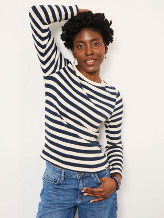 Fat Face FatFace Callie Navy Stripe Long Sleeve Top