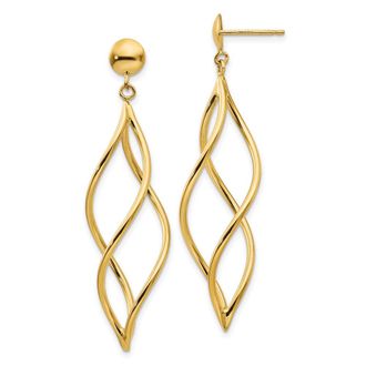 Diamond2Deal 10k Yellow Gold Curved Tube Shape Drop Dangle Earrings