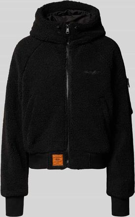 Original Bombers Fleecejacke mit Kapuze und Label-Stitching in Black, Größe XXL