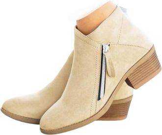 Generic Western Ankle Boots for Women Uk Low Heel Shoes Platform Zipper Short Boots,Arch Support Low Heel Flat Heel Booties, Chunky Roman Shoes Ladies Casual 