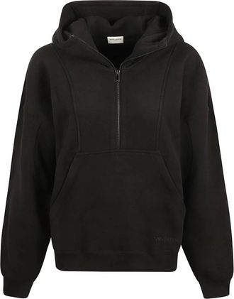 Saint Laurent Zwarte Hoodie Camionneur Sweater - Dames - Vesten met rits - Zwart - M - Katoen - Hoodies & sweatvesten