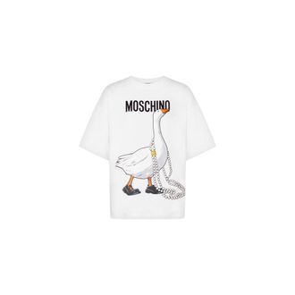 Moschino Goose Cotton Jersey T-shirt - unisex - Moschino - T-Shirts - White - 2XS - Tops