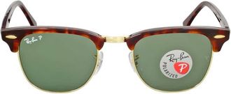 Ray-Ban Clubmaster Classic Polarized Green Classic G-15 Square Unisex Sunglasses RB3016 990/58 49