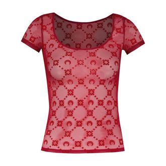 Marine Serre Womens Moonogram T-Shirt Red Synthetic