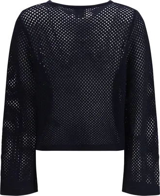 Allude Womens Perforated Boatneck Jumper 14 Sweater