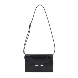 Tom Ford Shoulder Bags, female, Black, Size: ONE SIZE Soft Printed Croco Mini Bag