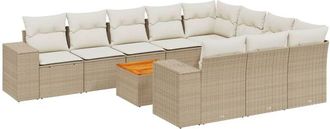 vidaXL Set De Sof&aacute;s De Jard&iacute;n 11pzas Con Cojines Rat&aacute;n Sint&eacute;tico Beige Vidaxl