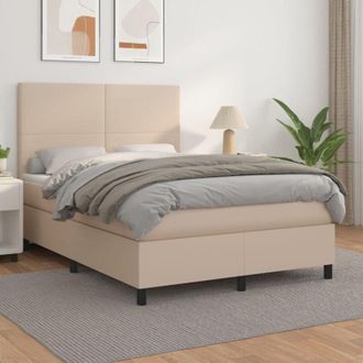 vidaXL Vidaxl - Cama Box Spring Con Colch&oacute;n Cuero Sint&eacute;tico Capuchino 140x190cm