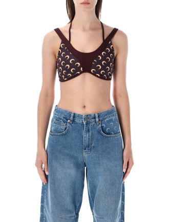 Marine Serre Athleisure Yoga Crescent Moon Fitted Top
