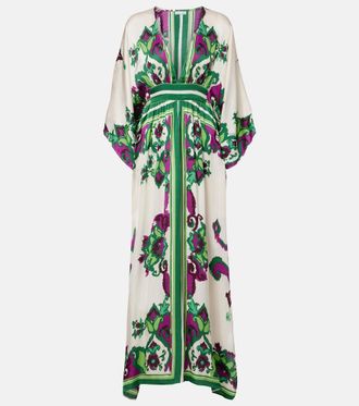 Poupette St Barth Sol floral satin kaftan