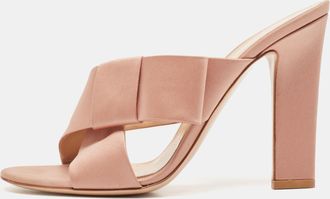 Gianvito Rossi Beige Satin Bow Slide Sandals