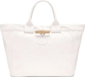 Longchamp Le Roseau canvas tote bag - women - Cotton - One Size - White