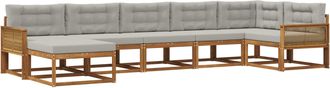 vidaXL Conjunto De Sof&aacute;s De Exterior 7 Uds. Natural Y Gris Claro Vidaxl
