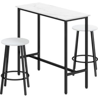 HOMCOM Set Tavolo e Sedie 3pz in Truciolato mdf e Acciaio Bianco e Nero - Homcom
