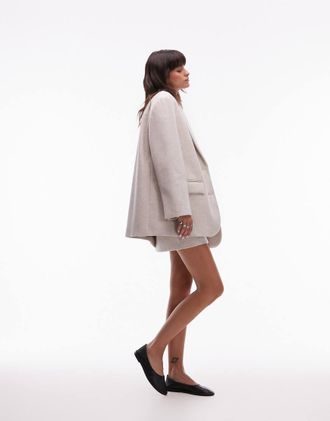 Topshop Cappotto stile blazer effetto lana color avena-Neutro