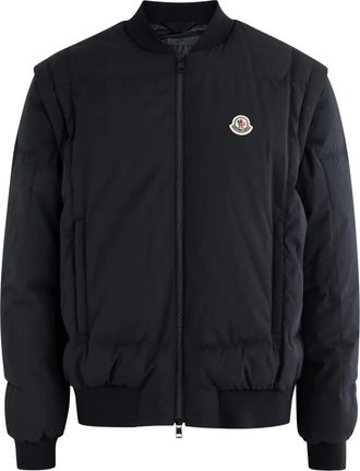 Moncler Taku logo-patch bomber jacket - men - Polyester/Polyamide/Down/Feather - 5 - Blue