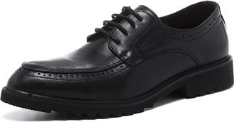 Generic Formal Shoes for Men Lace Up Embossed Round Toe Comfort Faux Leather Anti-Slip Non Slip Block Heel Classic(6.5 UK) Black