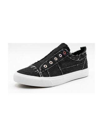 Corkys Footwear Womens Babalu Distressed Slip On Canvas Shoes In Black