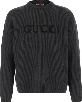Gucci Trui met geborduurd logo - Grijs