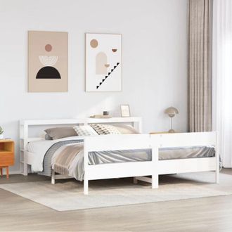 vidaXL Estructura De Cama Sin Colch&oacute;n Madera Maciza Blanca 200x200 Cm Vidaxl