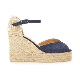 Castaner Bianca Espadrille Wedge - Dames - Schoenen - Blauw - Maat: 35 EU Katoen