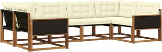 vidaXL Conjunto De Sof&aacute;s De Exterior 6 Uds. Natural Y Crema Vidaxl