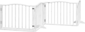 vidaXL Puerta Para Perros Plegable 4 Paneles Madera &Aacute;lamo Blanca 320cm Vidaxl
