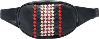 Bottega Veneta Pre-owned Woven Nappa Belt Bag - Dames - Vintage Heuptassen - Zwart - ONE Size - Leer - Vintage