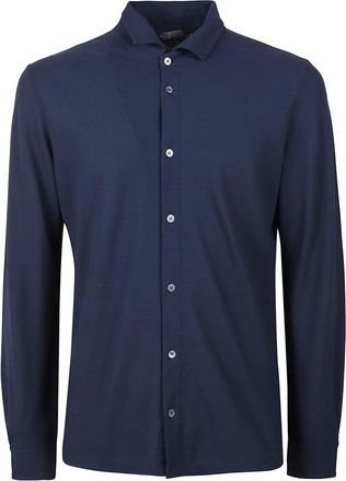 Zanone Witte Katoenen Jersey Shirt - Heren - Casual Overhemden - Blauw - 4XL - Katoen - Overhemden