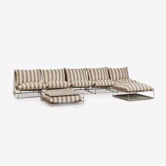 Sklum Sklum - Set di divani modulari Amaro da 5 pezzi con tavolino laterale e pouf trasformabile