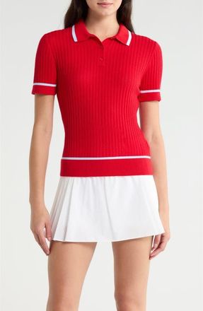 G/Fore Summer Friday Textured Cotton & Cashmere Polo in Lava at Nordstrom, Size X-Large