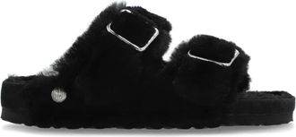 Birkenstock Arizona 1774 Shearling Slippers - Dames - Pantoffels - Zwart - 36 EU - Leer - Schoenen