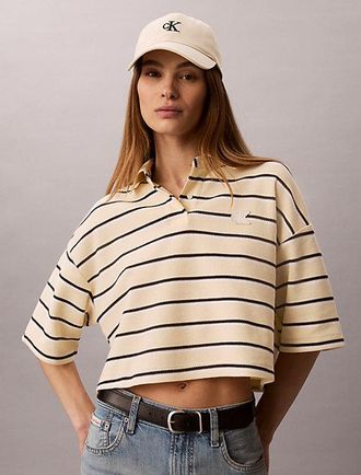 Calvin Klein Polo Boxy Cropped A Rayas
