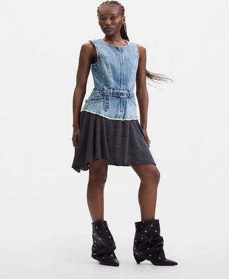 Desigual vestito di jeans senza maniche 100% cotone blu