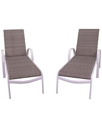 Courtyard Casual Set Of 2 Santa Fe Wicker Aluminum Chaise Lounges