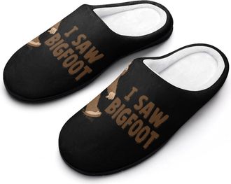 Generic Sasquatch I Saw Bigfoot Mens Warm Slippers Non-Slip Sole Winter Rubber Cotton Shoes for Bedroom