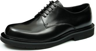 Generic Mens Low Block Heel Platform Dress Shoes Round Toe Faux Leather Formal Shoes Lace Up Business Oxfords,Black,6.5 UK