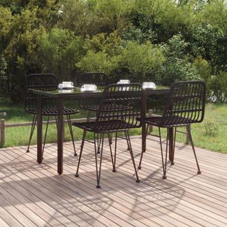 vidaXL Vidaxl - Juego De Comedor De Jard&iacute;n 5 Piezas Rat&aacute;n Sint&eacute;tico Negro