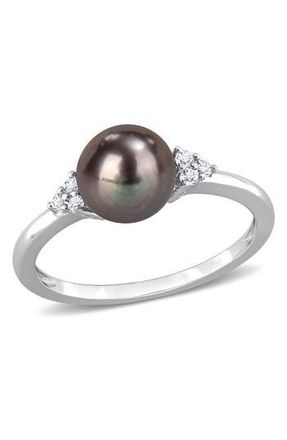 Delmar Black Pearl & White Topaz Ring at Nordstrom Rack, Size 5
