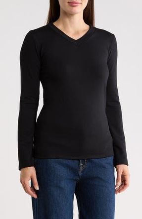 Go Couture V-Neck Long Sleeve T-Shirt in Black at Nordstrom Rack, Size X-Large