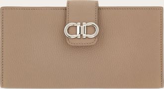 Ferragamo Women Double Gancini Continental wallet Brown
