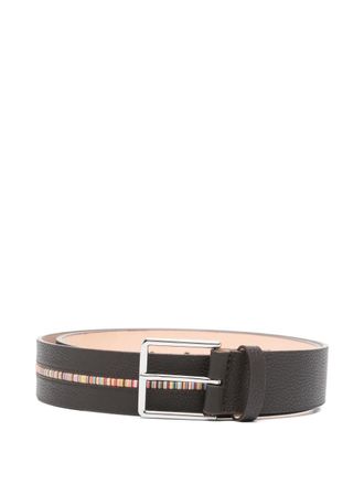 Paul Smith stripe-detail leather belt - Brown