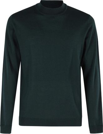 Roberto Collina Zwarte Trui met Lange Mouwen - Heren - Ronde hals truien - Groen - 2XL - Truien & Vesten