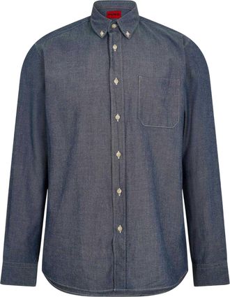 HUGO BOSS Hugo Heren-Oxford-overhemd met knoopsluiting (Pastelblauw)