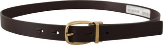 Dolce & Gabbana Mens Dark Brown Calf Leather Gold Tone Metal Buckle Accessory