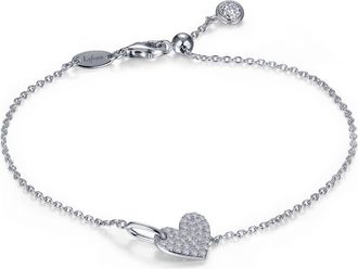 Lafonn Womens Shimmering Heart Bracelet In Silver