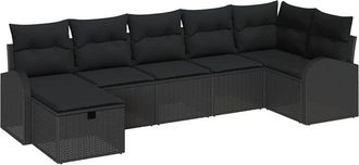 vidaXL Conjunto De Sof&aacute; De Jard&iacute;n 7 Pcs Negro 289 X 124 X 85 Cm Vidaxl